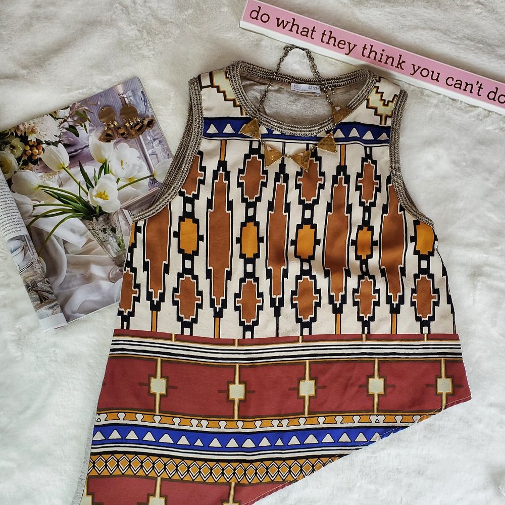 Zara Tribal Print Sleeveless Top